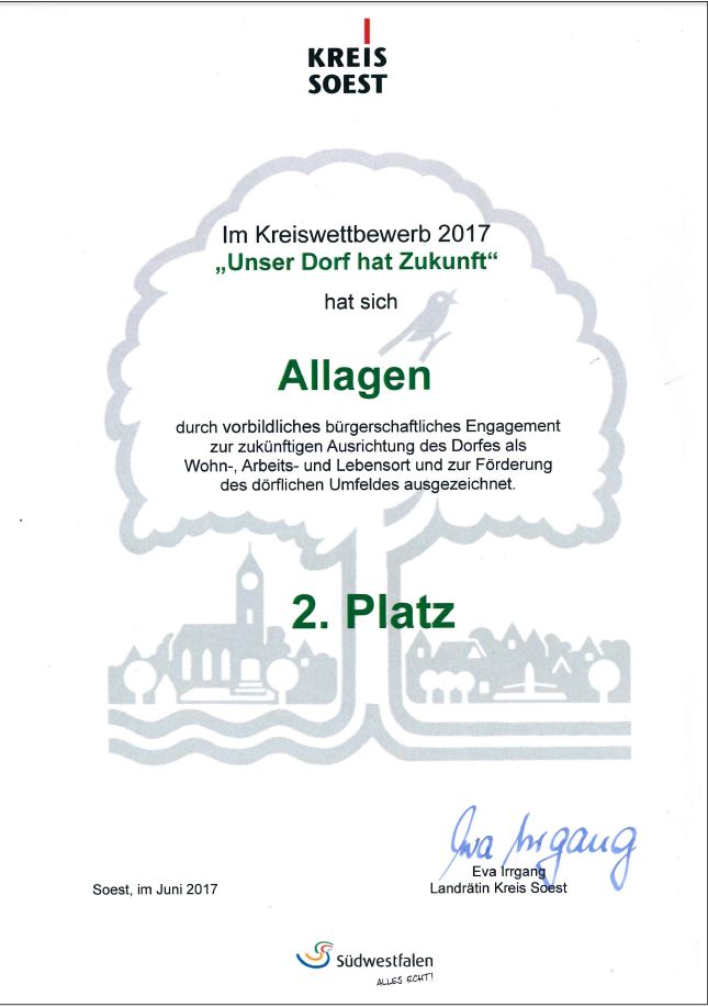 Ergebnis Unser Dorf hat Zukunft 2. Platz